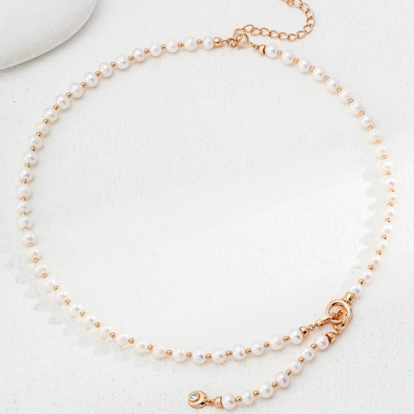 Pearl Toggle Necklace – S925 Sterling Silver in Vintage Gold & White Gold