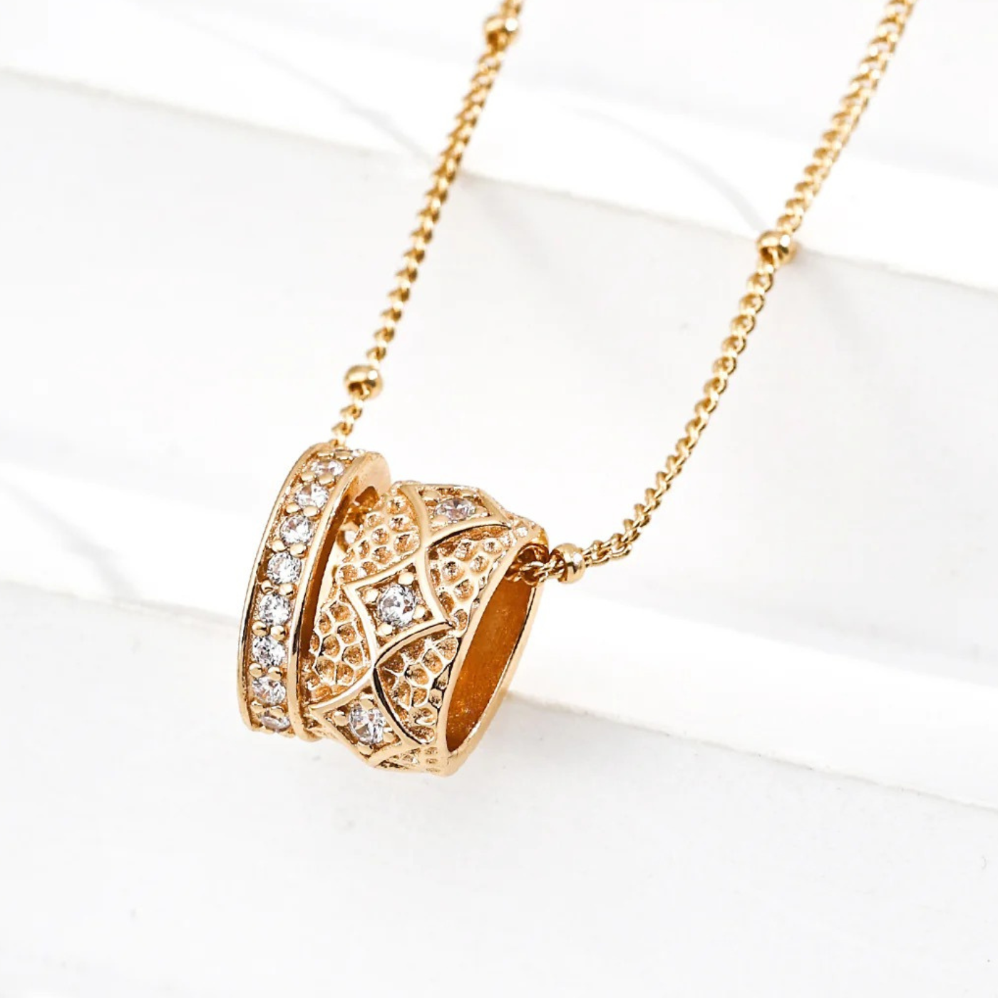 Vintage Zircon Pendant Necklace - S925 Sterling Silver
