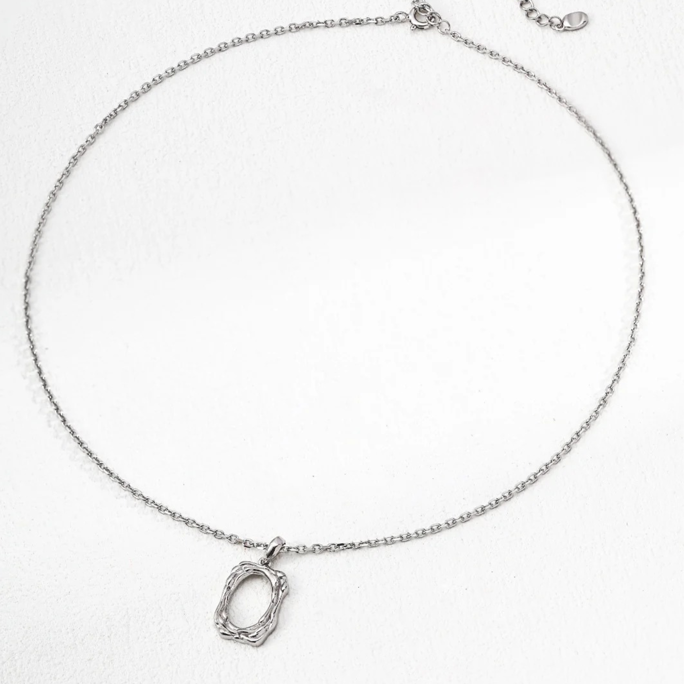 Organic Frame Pendant Necklace – S925 Sterling Silver