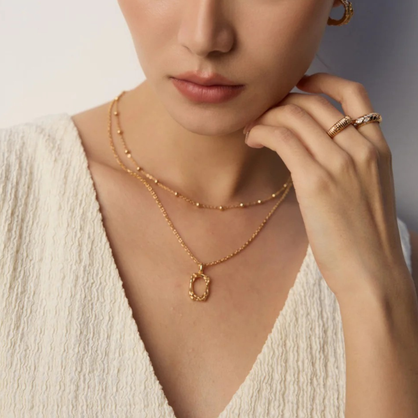 Organic Frame Pendant Necklace – S925 Sterling Silver