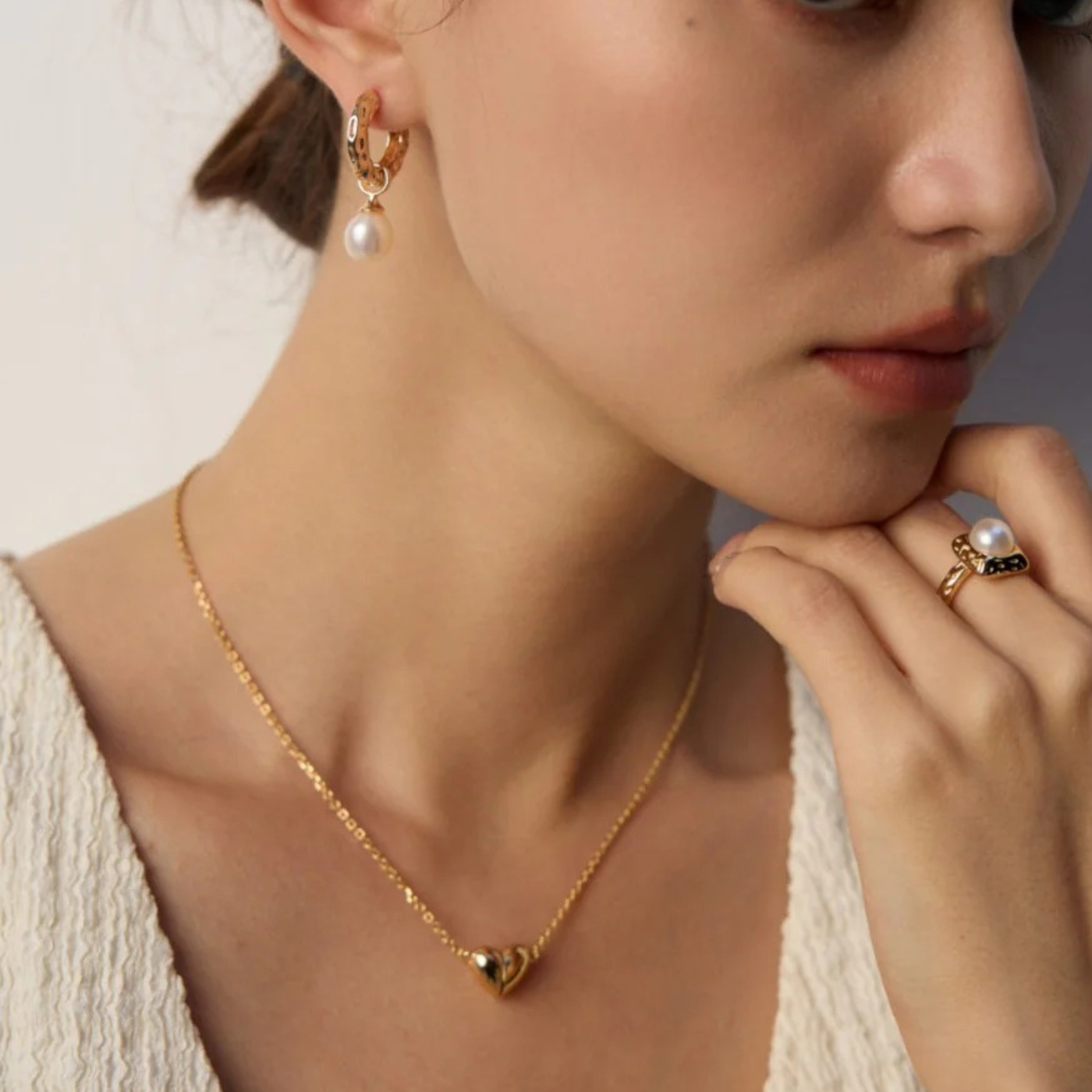 Baroque Pearl Drop Hoop Earrings - S925 Silver