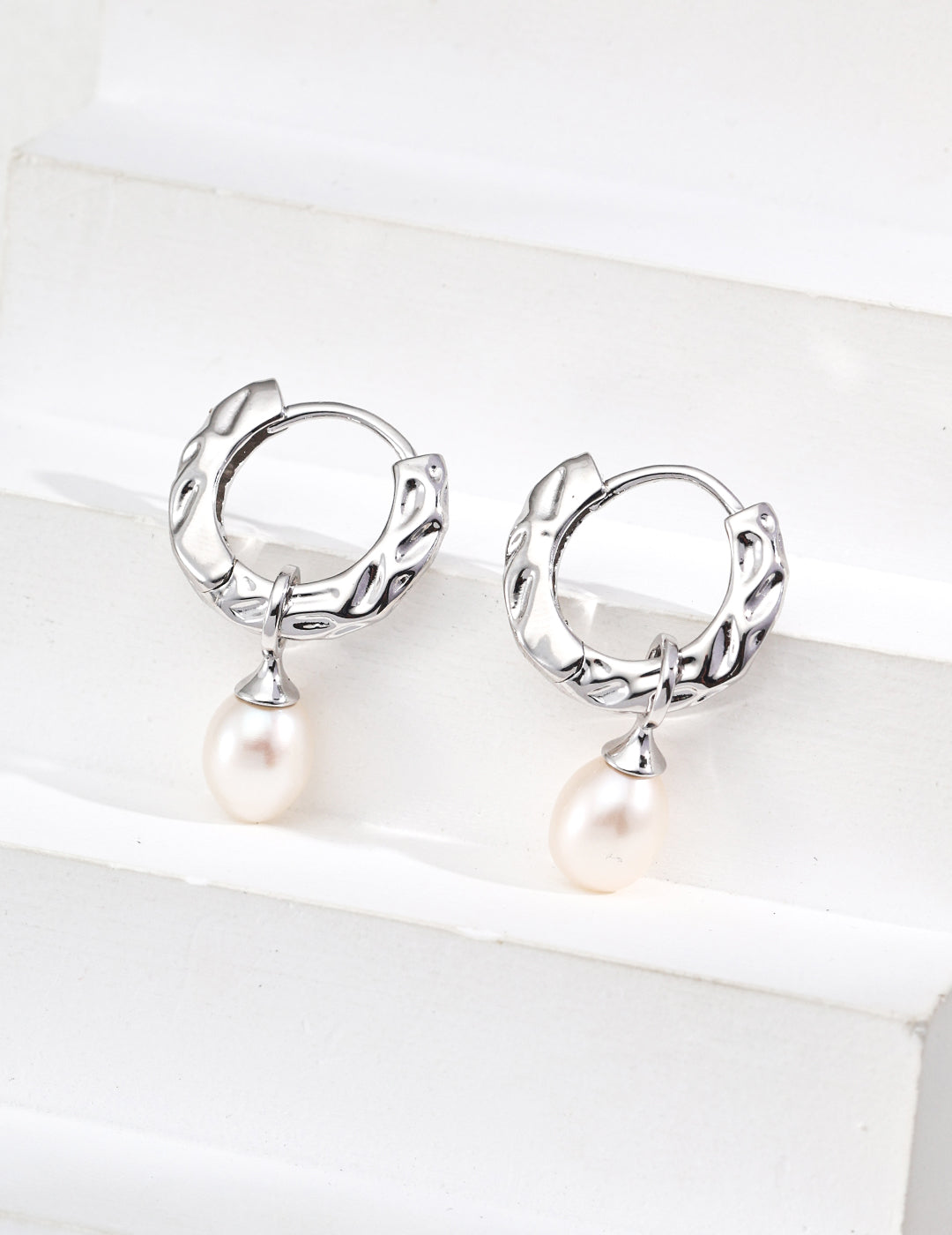 S925 Silver Baroque Pearl Drop Hoop Earrings - Beloved Moments Jewels