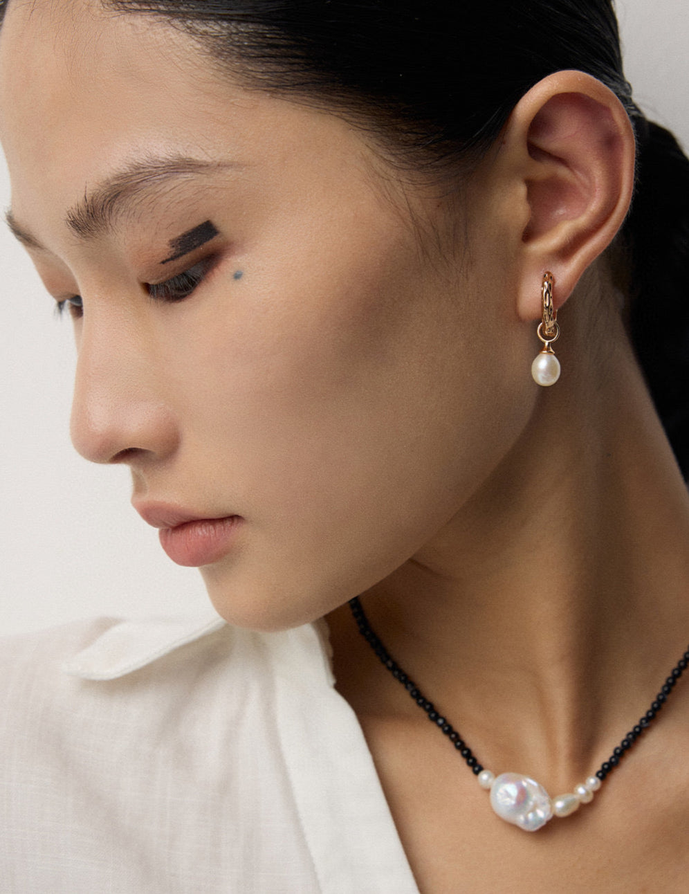 S925 Silver Baroque Pearl Drop Hoop Earrings - Beloved Moments Jewels