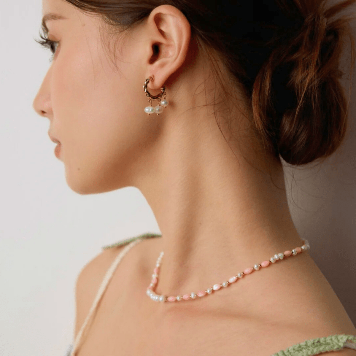 Sculptural Pearl Drop Hoops - 18K Vintage Gold White Gold Plated S925 Silver) - Beloved Moments Jewels & Co. Inc.