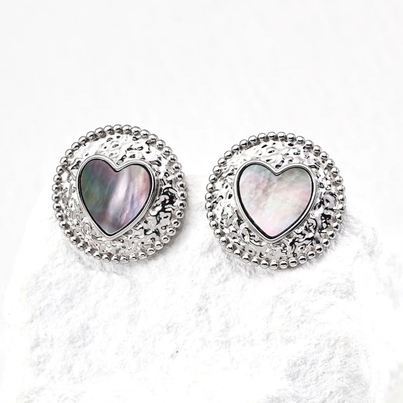 Iridescent Shell Earrings – S925 Sterling Silver Vintage-Inspired Design