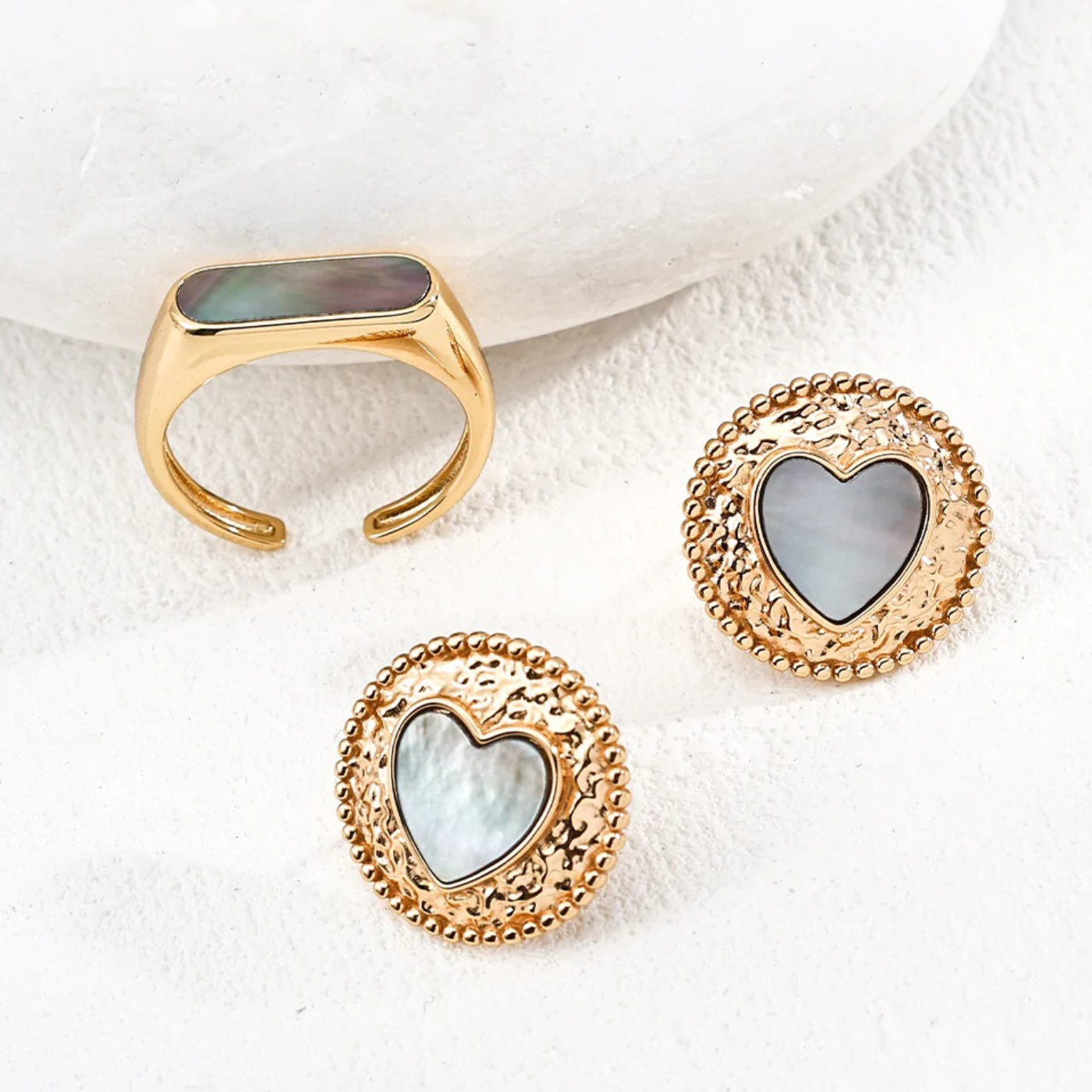 Iridescent Shell Earrings – S925 Sterling Silver Vintage-Inspired Design