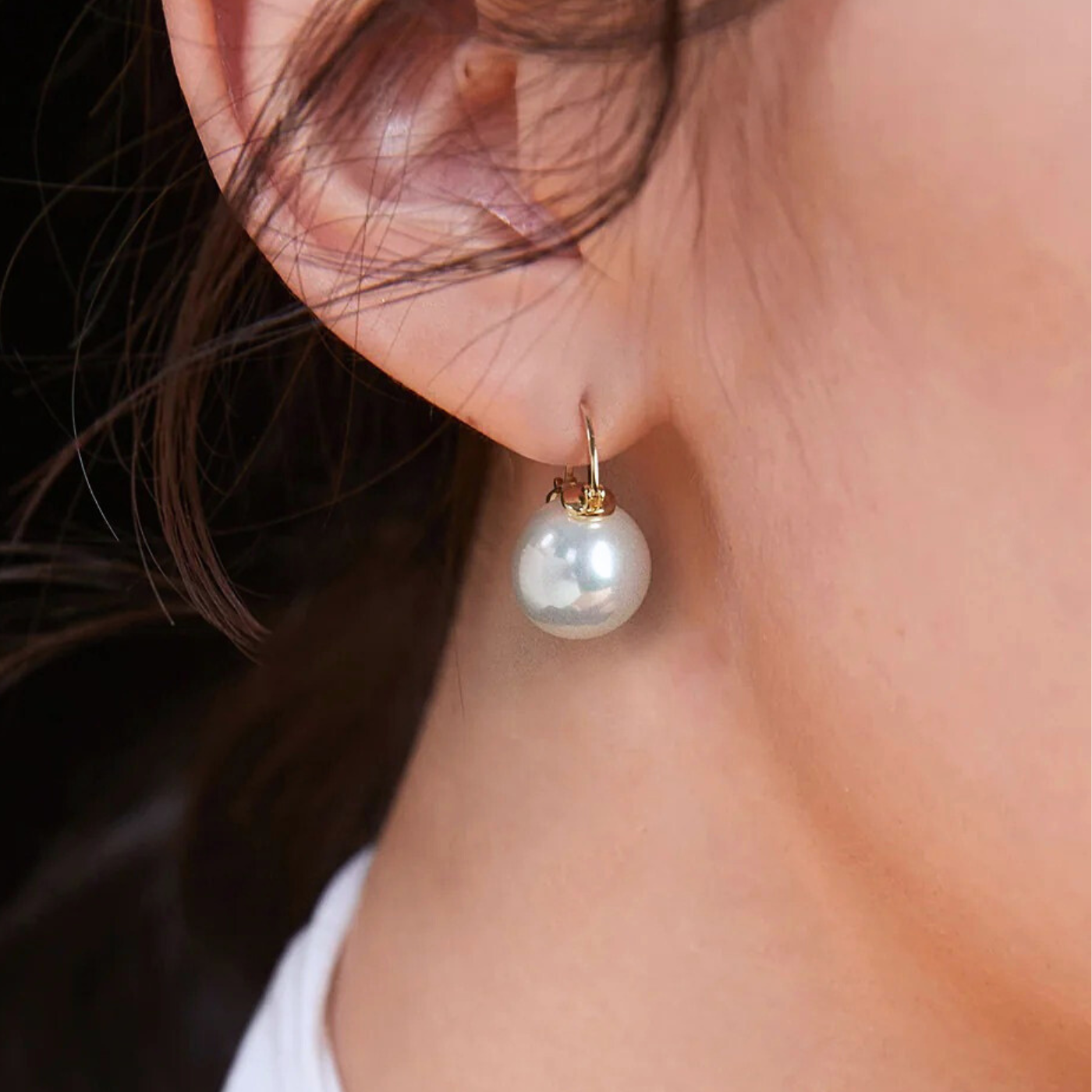 Luxe Leverback Pearl Drops - K-gold tone S925