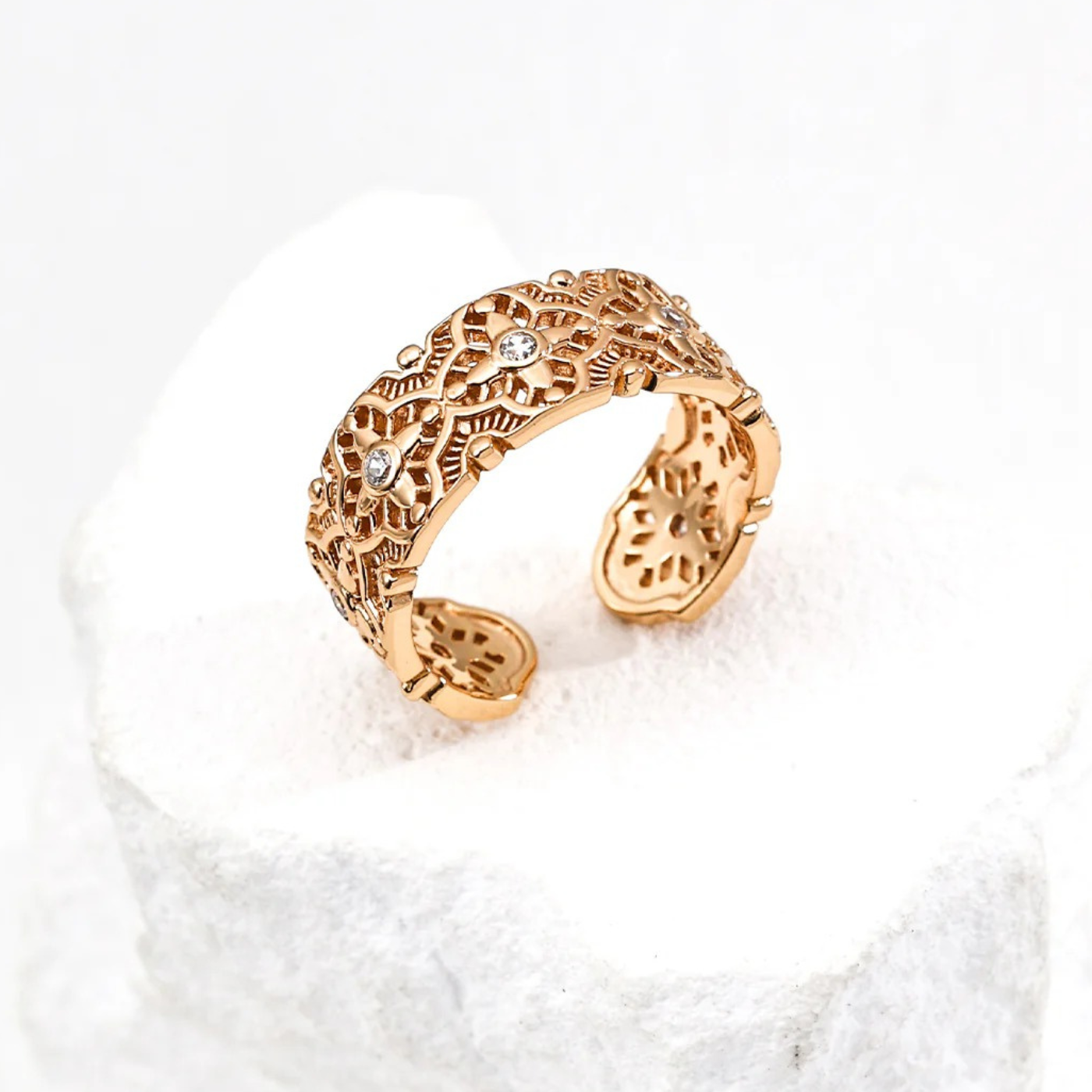 Vintage-Inspired Zircon Ring - S925 Sterling Silver Adjustable