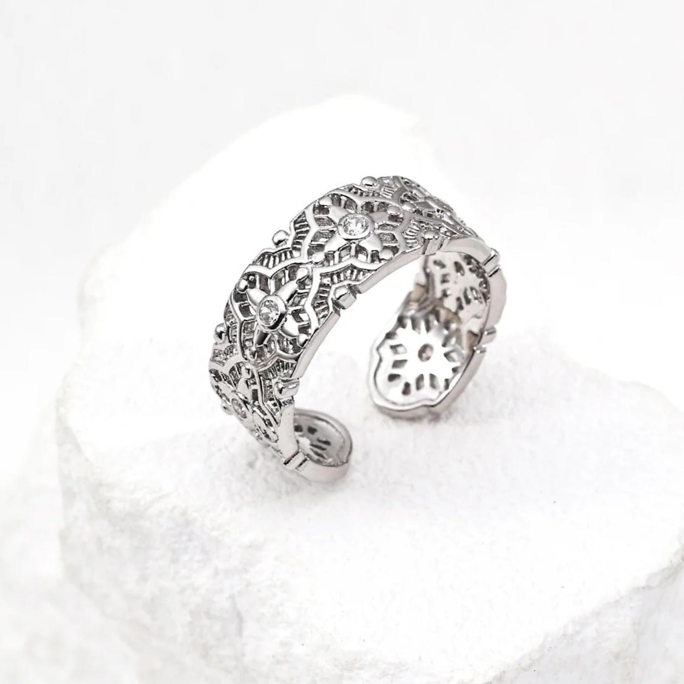 Vintage-Inspired Zircon Ring - S925 Sterling Silver Adjustable