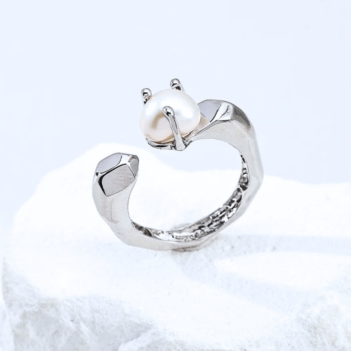 Molten Pearl Ring & Earring Set – 18K Vintage Gold White Gold Plated finish S925 Silver - Beloved Moments Jewels & Co. Inc.