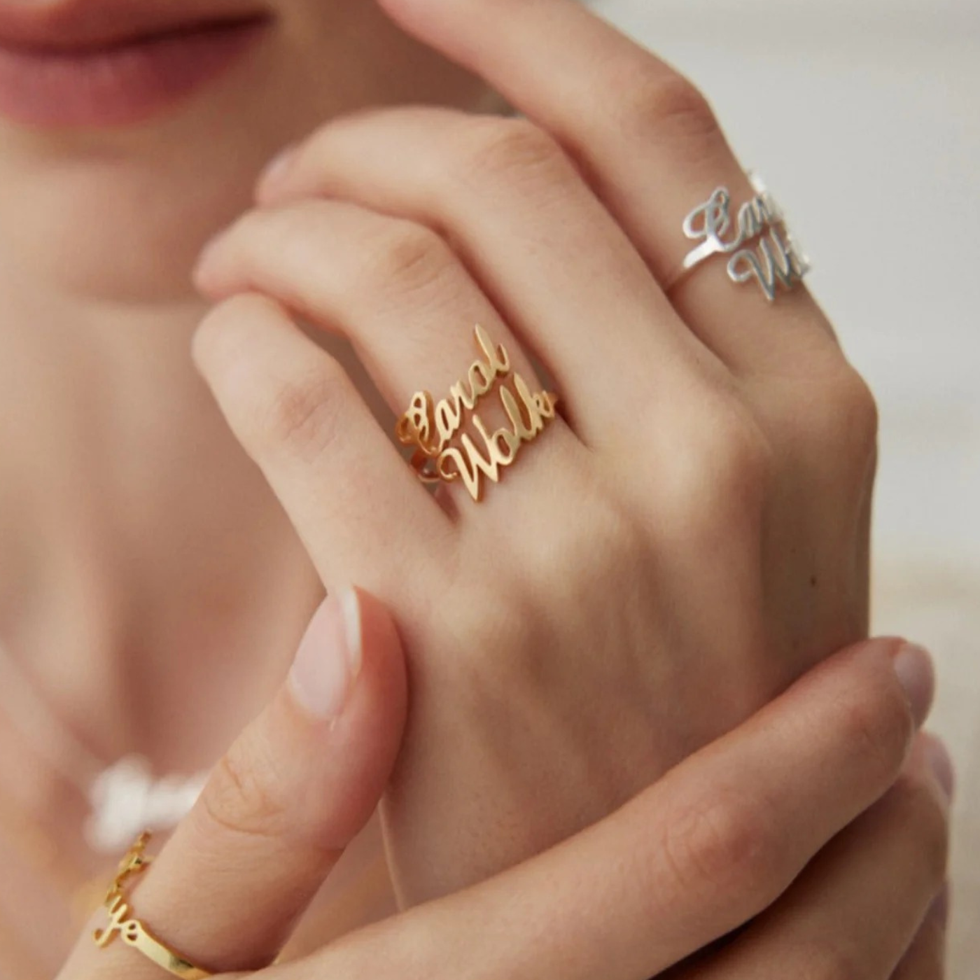 Custom Letter Ring – S925 Sterling Silver 18K Gold Plated