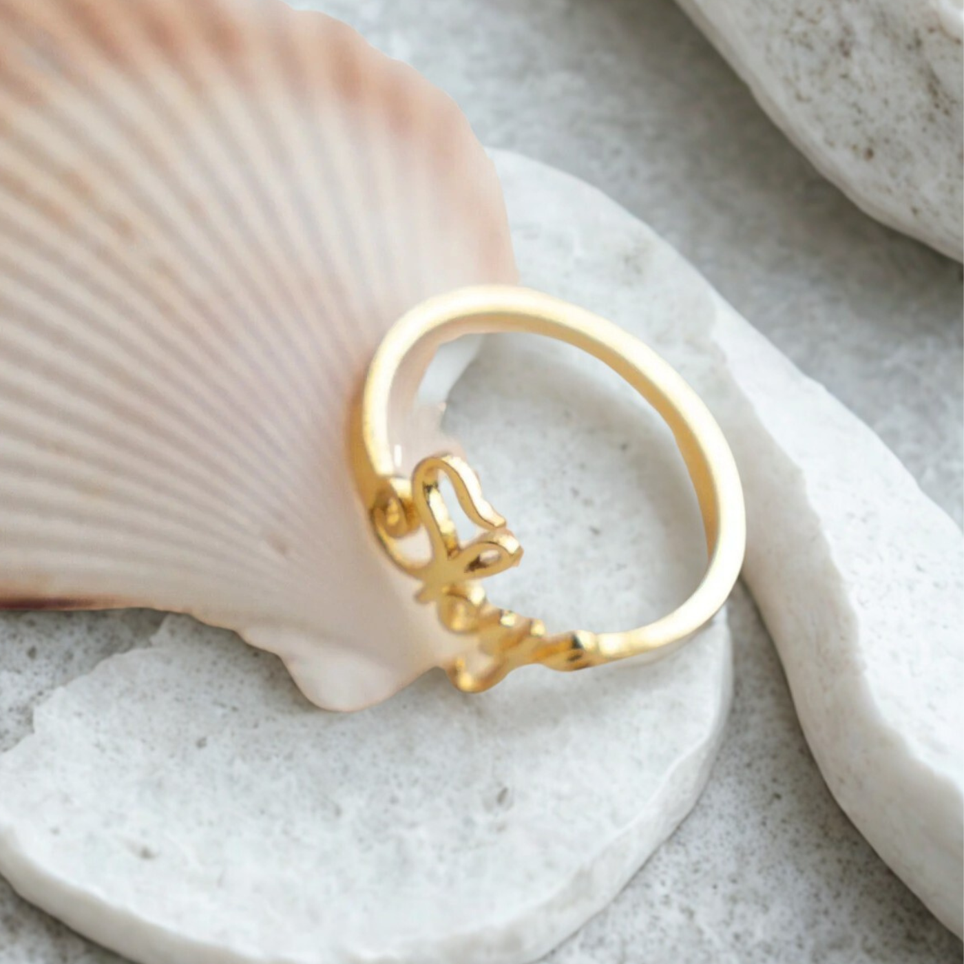 Custom Letter Ring – S925 Sterling Silver 18K Gold Plated