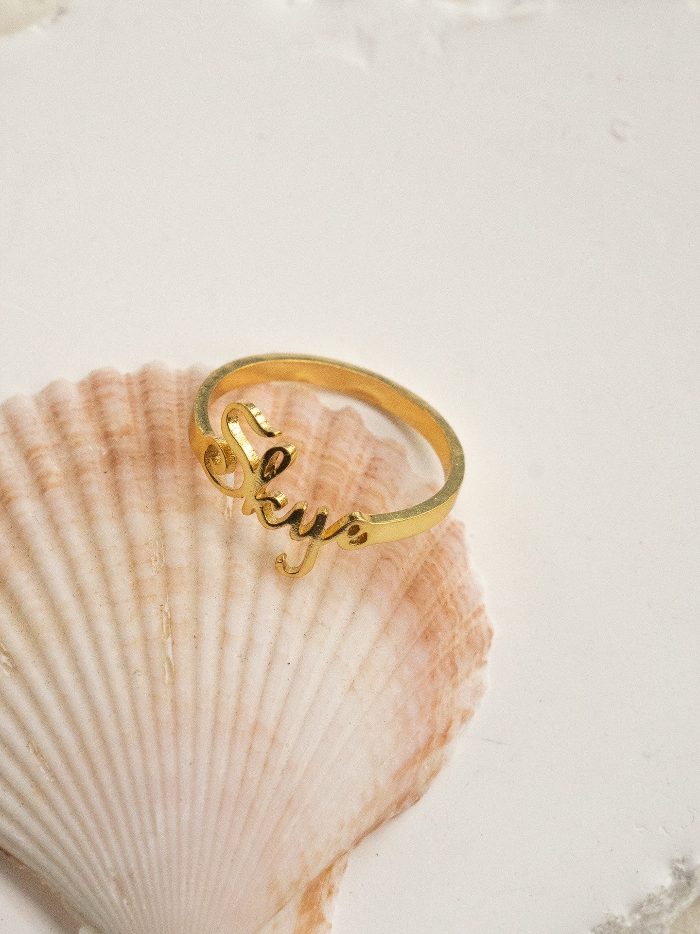 Custom Letter Ring – S925 Sterling Silver 18K Gold Plated - Beloved Moments Jewels