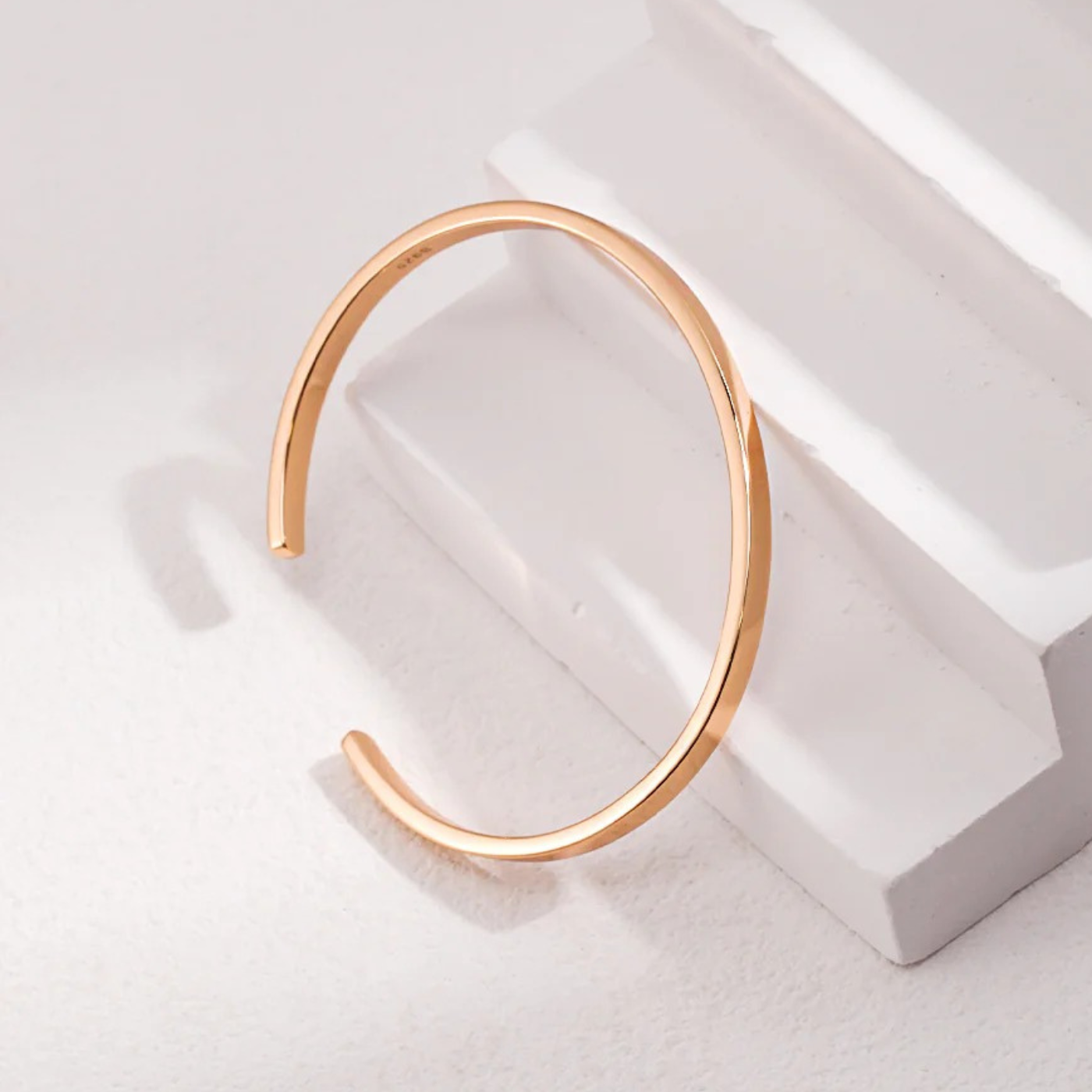 Polished Cuff Bracelet - S925 Sterling Silver Adjustable