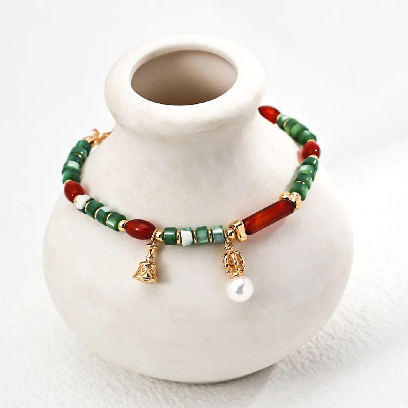 Vintage Pearl, Agate & Shell Bracelet - S925 Sterling Silver