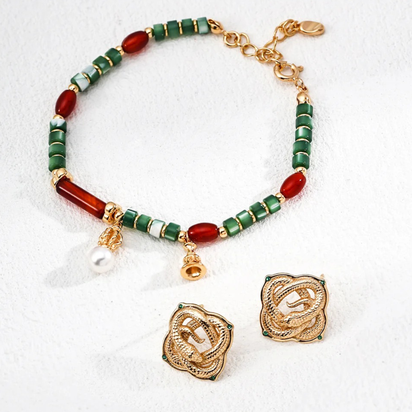 Vintage Pearl, Agate & Shell Bracelet - S925 Sterling Silver