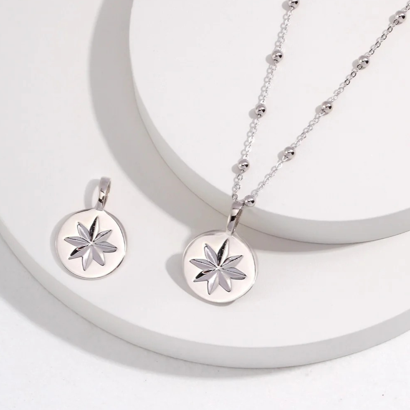 Delicate Beaded Chain Necklace in S925 Sterling Silver
