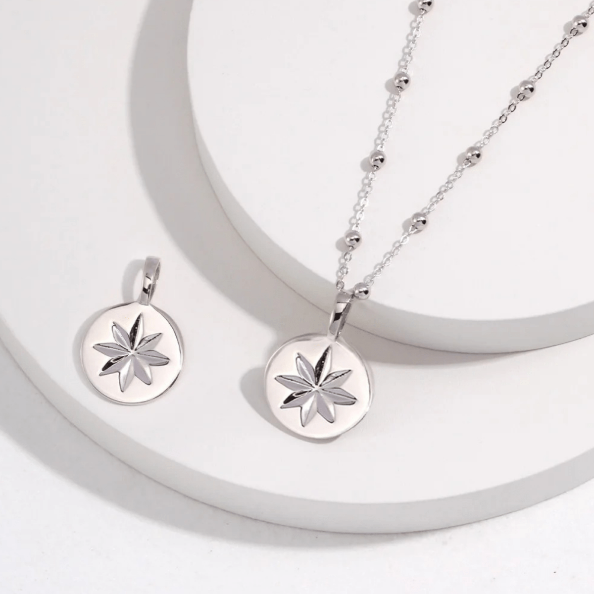 Delicate Beaded Chain Necklace - 18K White Gold Vintage Gold Plated S925 Silver - Beloved Moments Jewels & Co. Inc.