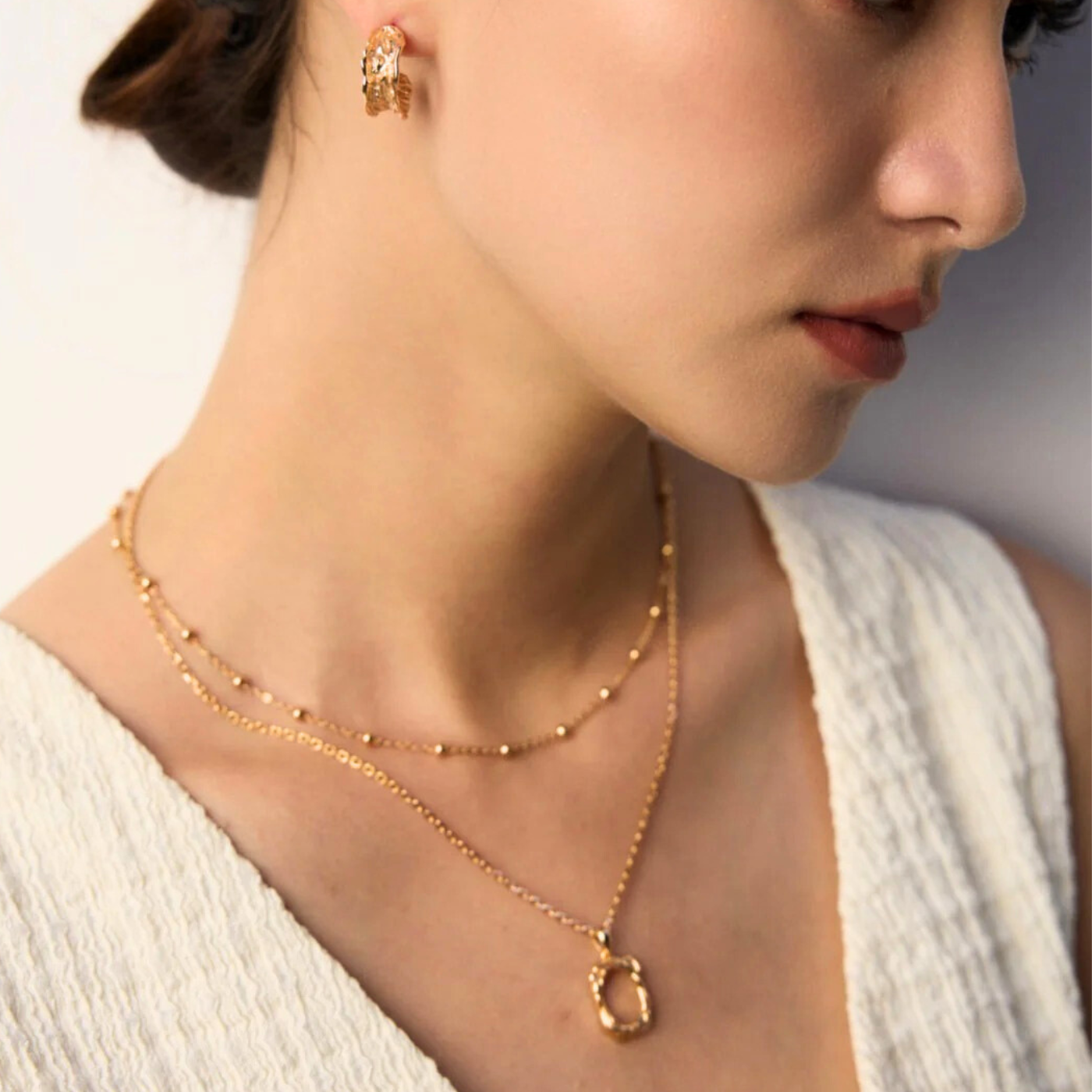 Delicate Beaded Chain Necklace in S925 Sterling Silver