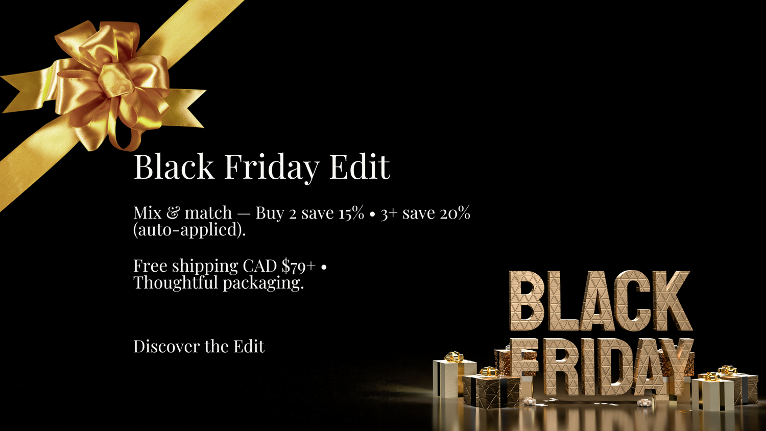 Beloved Moments Jewels Black Friday jewelry sale banner with minimalist gold and silver pieces