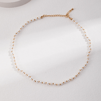 Petite Pearl & Bead Choker – 18K Vintage Gold Plated S925 Silver - Beloved Moments Jewels & Co. Inc.