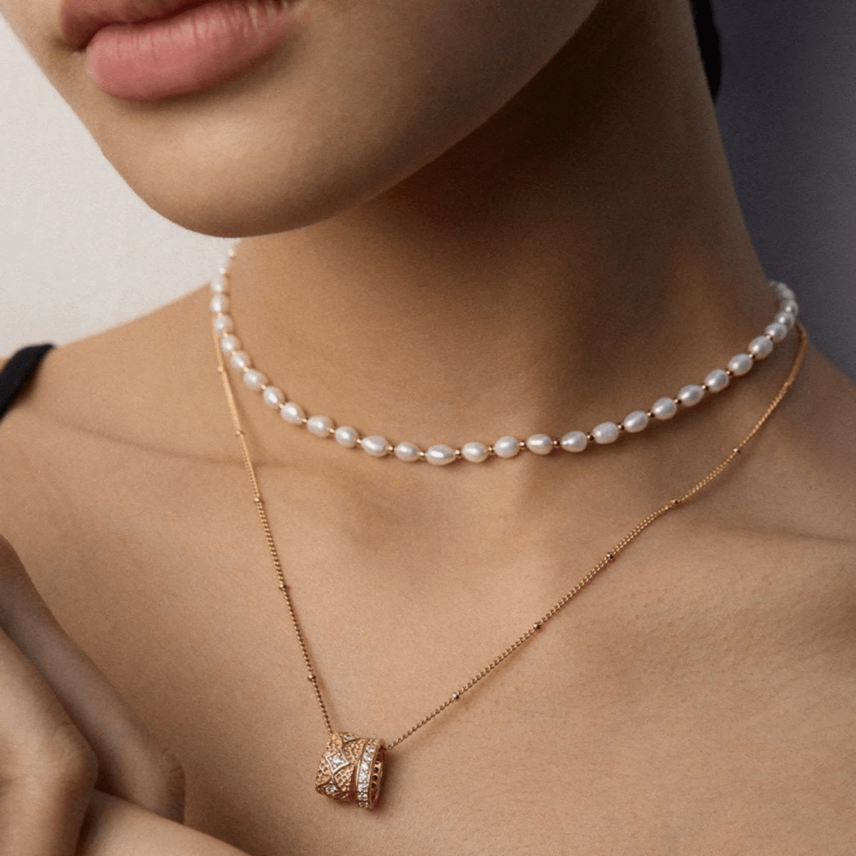 Petite Pearl & Bead Choker – 18K Vintage Gold Plated S925 Silver - Beloved Moments Jewels & Co. Inc.