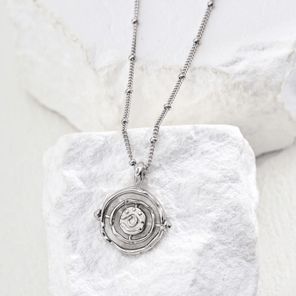 Vintage Rose Pendant Necklace – 18K Vintage Gold White Gold Plated S925 Silver - Beloved Moments Jewels & Co. Inc.