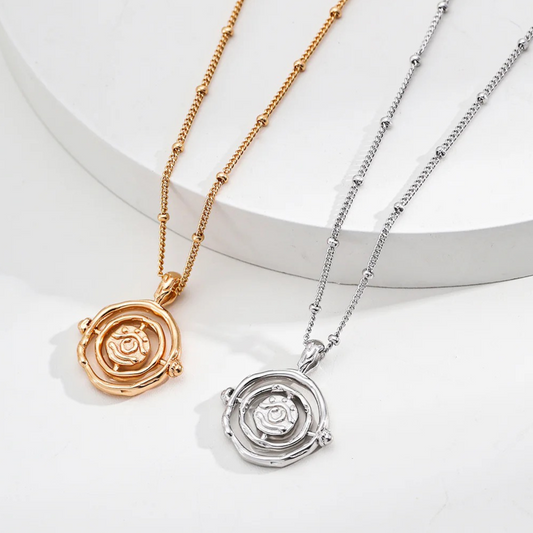 Vintage Rose Pendant Necklace – Sculpted Elegance in S925 Sterling Silver