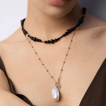 Vintage Gold Baroque Pearl Necklace - 18K Vintage Gold Plated S925 Sterling Silver - Beloved Moments Jewels & Co. Inc.