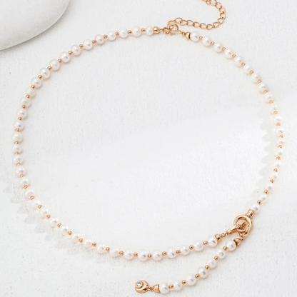 Pearl Toggle Necklace – S925 Sterling Silver in Vintage Gold & White Gold - Beloved Moments Jewels & Co. Inc.