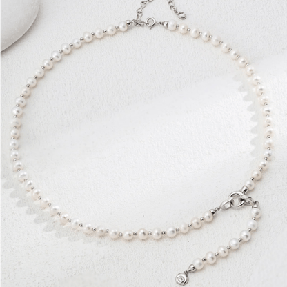 Pearl Toggle Necklace – S925 Sterling Silver in Vintage Gold & White Gold - Beloved Moments Jewels & Co. Inc.