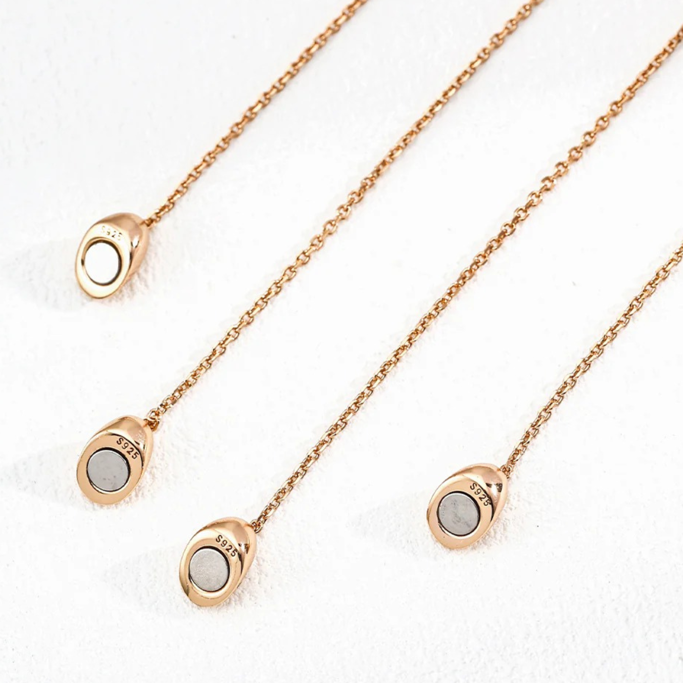 Magnetic Convertible Heart & Bean Necklace – S925 Sterling Silver in Vintage Gold