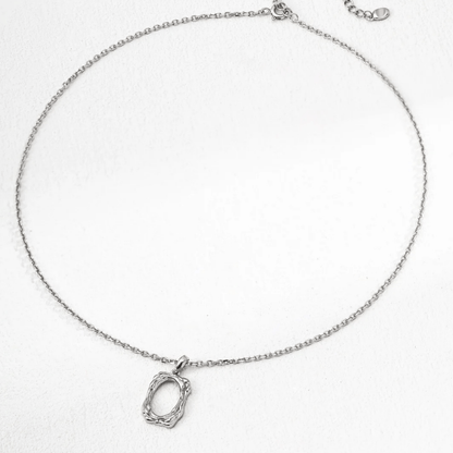 Organic Frame Pendant Necklace – 18K Vintage Gold White Gold Plated S925 Silver  - Beloved Moments Jewels & Co. Inc.