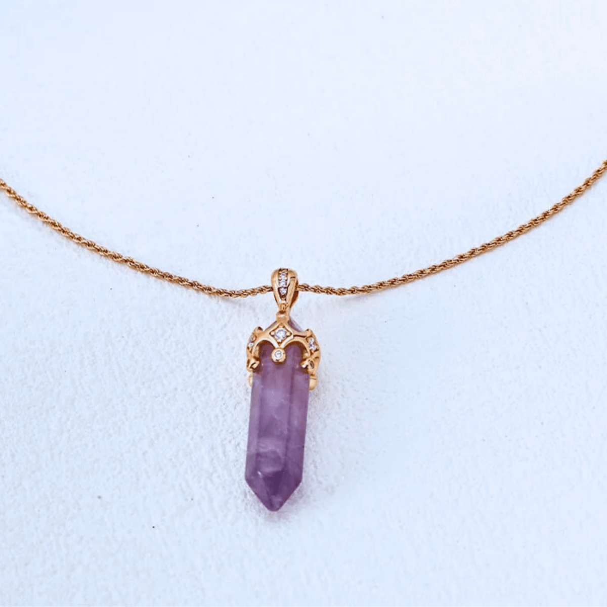 Amethyst Point Pendant Necklace — Vintage Gold (S925) - Beloved Moments Jewels & Co. Inc.