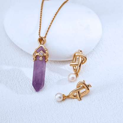 Amethyst Point Pendant Necklace — Vintage Gold (S925) - Beloved Moments Jewels & Co. Inc.