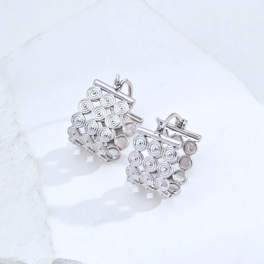 Sculptural Disc Huggies — S925, Vintage Gold or White Gold (Final Sale)