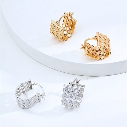 Sculptural Disc Huggies — S925, Vintage Gold or White Gold (Final Sale)