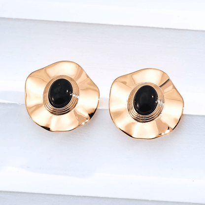 Noir Vintage Gold Onyx Earrings – 18K Vintage Gold Plated S925 Silver - Beloved Moments Jewels & Co. Inc.