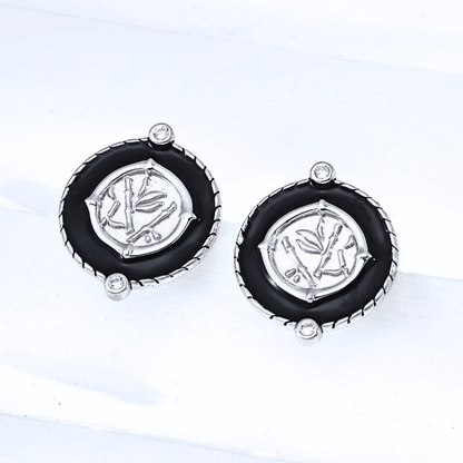 Vintage Coin Enamel Earrings — 925 Sterling Silver,18K Vintage Gold/ White Gold Plated - Beloved Moments Jewels & Co. Inc.