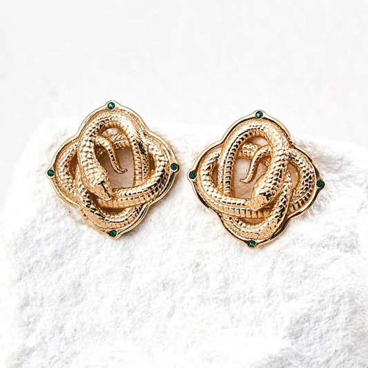 Vintage Green Zircon Earrings – S925 Sterling Silver Artistic Design