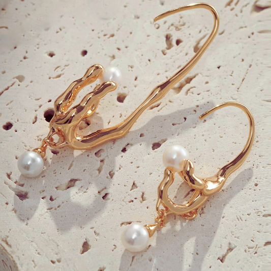 Pearl Drop Earrings – S925 Sterling Silver Withered Nest Collection