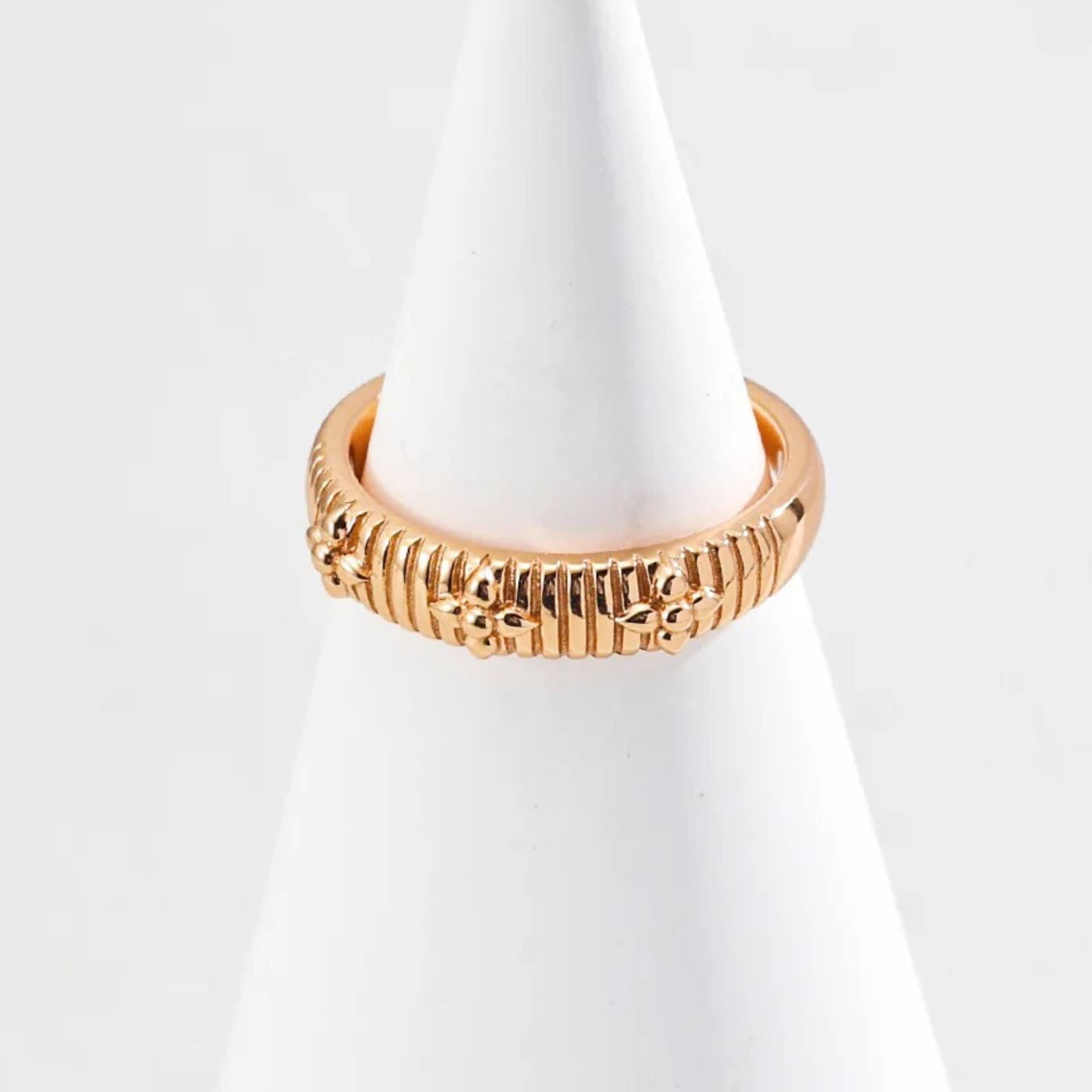 Vintage Floral Carved Open Ring in S925 Sterling Silver – Gold & White Gold Finish