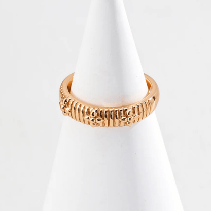 Vintage Floral Carved Open Ring - 18K Vintage Gold White Gold Plated S925 Silver - Beloved Moments Jewels & Co. Inc.