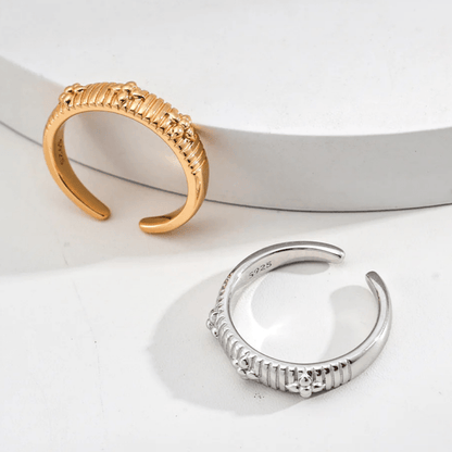 Vintage Floral Carved Open Ring - 18K Vintage Gold White Gold Plated S925 Silver - Beloved Moments Jewels & Co. Inc.