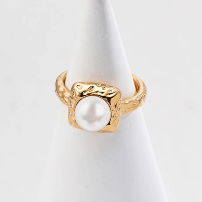 Baroque Pearl Sculpted Ring - 18K Vintage Gold White Gold Plated S925 Silver - Beloved Moments Jewels & Co. Inc.