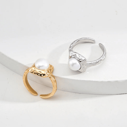 Baroque Pearl Sculpted Ring - 18K Vintage Gold White Gold Plated S925 Silver- Beloved Moments Jewels & Co. Inc.