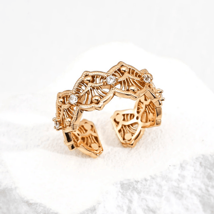 Filigree Ring – 18K Vintage Gold White Gold Plated S925 Silver - Beloved Moments Jewels & Co. Inc.