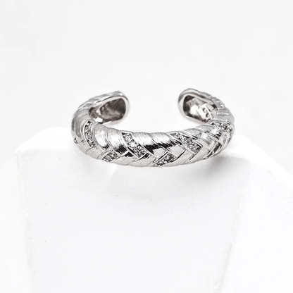 Vintage Zircon Ring - S925 Sterling Silver Adjustable - Beloved Moments Jewels & Co. Inc.