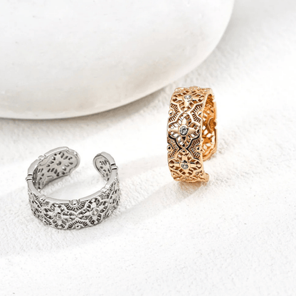 Vintage - Inspired Zircon Ring - S925 Sterling Silver Adjustable - Beloved Moments Jewels & Co. Inc.