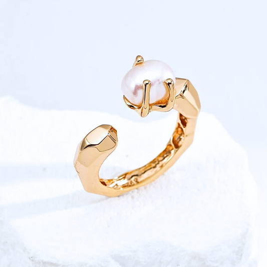 Molten Pearl Ring & Earring Set – Vintage Gold / White Gold